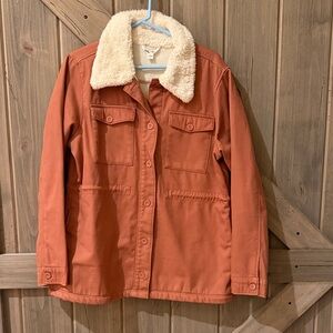 Hang Ten Barn Chore Jacket Womens Large Sherpa Lined Collar Buttons Pockets